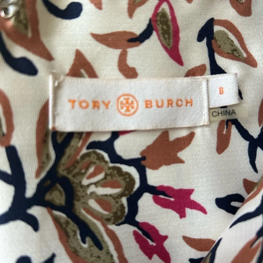 Tory Burch, 100 % silk Esmeralda floral vine dress garden party shower size 8‌